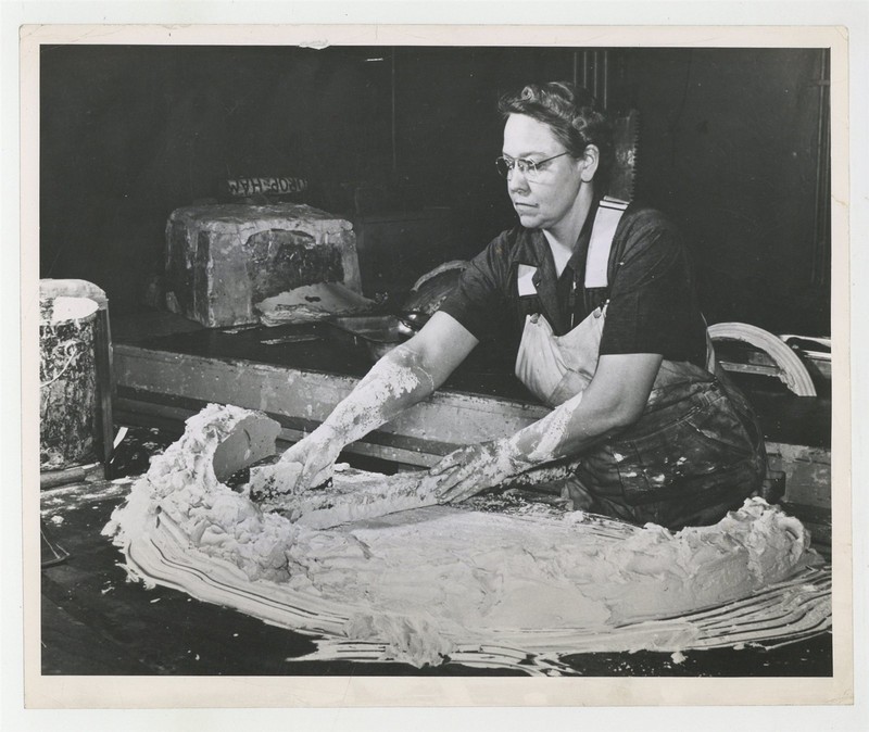 Woman Female Factory Worker 1943 Martin Aircraft Plant Drop Hammer Photo J15510