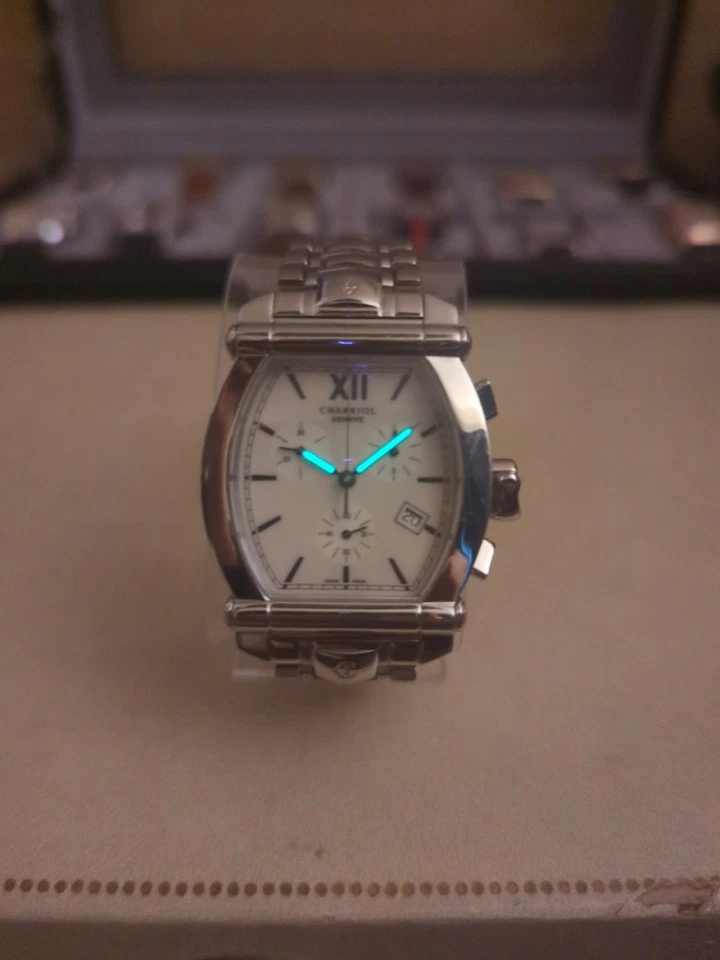 Charriol Colombus Chrono Tonneau Qtz. MOP Dial w/Date Near Mint RARE - Image 2 of 4