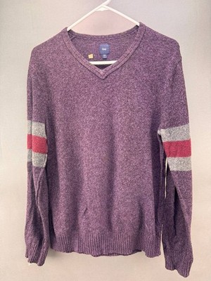 GAP Mens Purple Pullover V-Neck Long Sleeve Sweater Size S