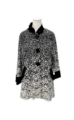 NWT Jacket 2XL w/ Pockets- Elegant Foliage Ombré Scroll Jacquard Flattering Coat
