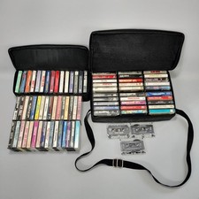 Vintage Lot Cassette Tapes Collection With Bag Cases: Mixed Artists Genre Rock