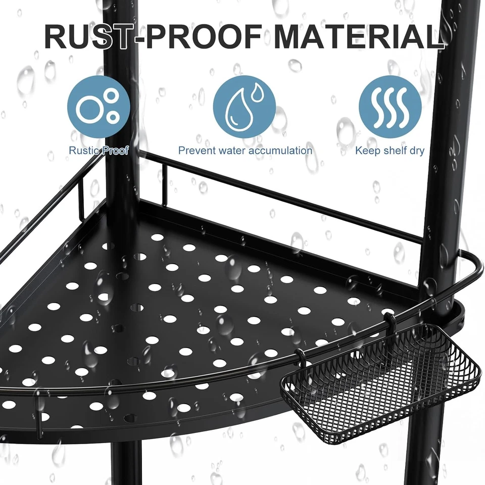 4 Tier Corner Shower Caddy Stand Floor Shower Shelf Heavy Duty Shower Organizer - Image 2 of 4