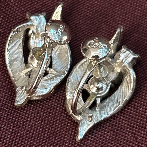 Vintage Coro Screw On Earrings Light Blue And Silver Tone - 第 3/4 張圖片