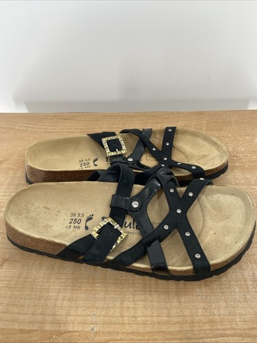 Betula Birkenstock 250 Black Sandals With Silver Gems - EU Size 39 US (L8) (M6)