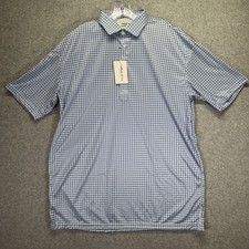 Collars  Co Dress Collar Polo Shirt Mens 2XL Blue Check Performance Stretch