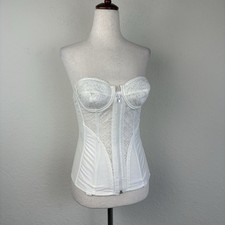 Y2K Vintage Frederick's of Hollywood Corset Bustier 34b White Victorian Widow