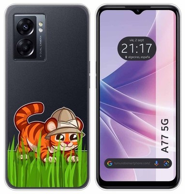 Transparente Silikonhülle Für Oppo A77 5G Tigerdesign Zeichnungen
