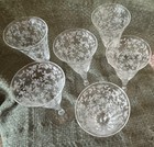 Vintage Set of 5 Clear Etched Floral Stemmed Champagne 8 in 4 oz Glasses — photo 2