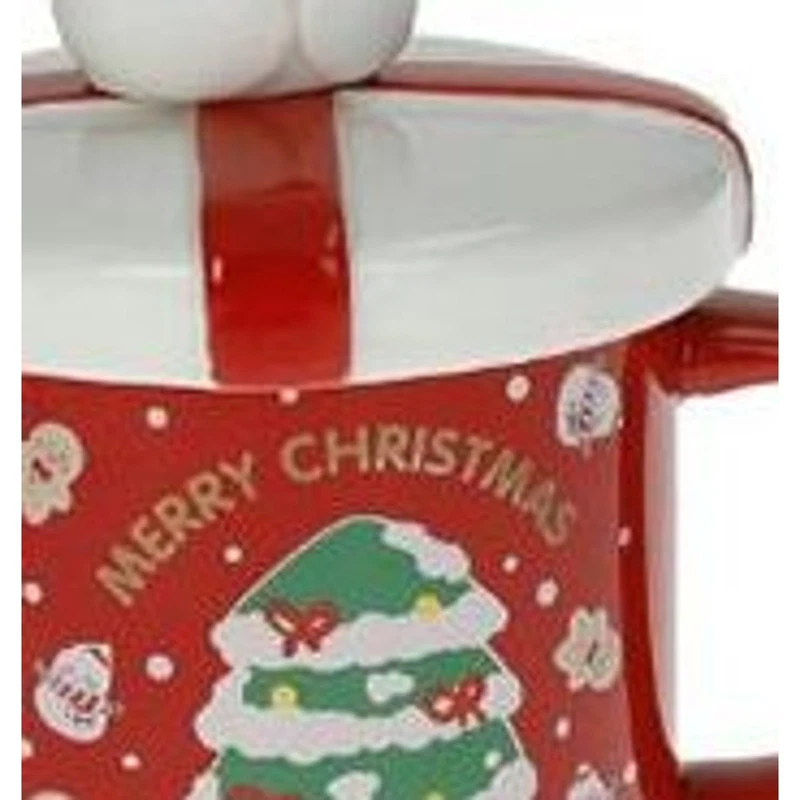 Mug Natale con Tappo e Cucchiaino Babbo Natale BRANDANI Ginger Rosso 400 ml, fotografia 7 di 9