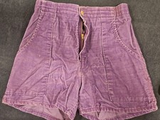 VTG 1970s OP Style Corduroy Longrider Shorts 36x3 Talon Zip Purple Color