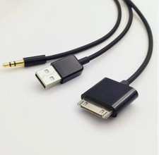 2PACK 5ft 30Pin to 3.5mm Audio AUX Cable usb Data Charging for iPod iPhone 3 4