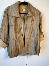 NWT Ruby Rd Lightweight Linen Gold Jacket Sz 14 Zipper