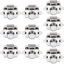 10 PCS Push Button Latch Cabinet Door Catch Electroplated Silver-10PCS