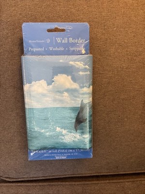 Dolphins Jump For Joy Wall Border 18  X 6.87  Pre-Pasted Ocean Strippable Beach