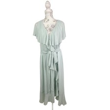Show Me Your Mumu Jess Ruffle Chiffon Wrap Dress Silver Sage Plus Size 3X