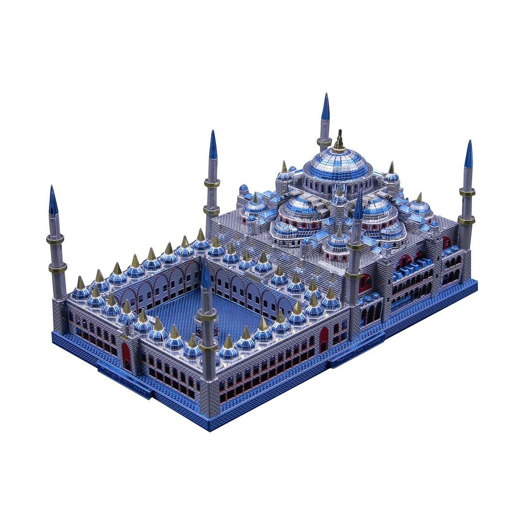 Rompecabezas de metal Microworld 3D, kits de modelos de metal de arquitectura de mezquita azul de Turquía, 3D
