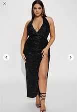 NEW Fashion Nova Gown Maxi Dress Sequin Formal Black Tie Glam Size 3X