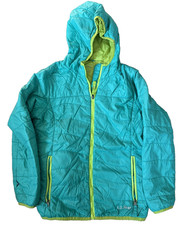 LL Bean Kids Medium 10-12 Turquoise Quilted Hooded Jacket