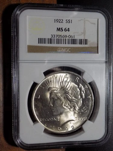 1922-P Peace Silver Dollar - NGC MS64 - Super Flashy Choice BU!