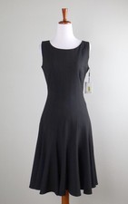CALVIN KLEIN NWT $89 Solid Black Lined Sleeveless Seamed A-Line Dress Size 4