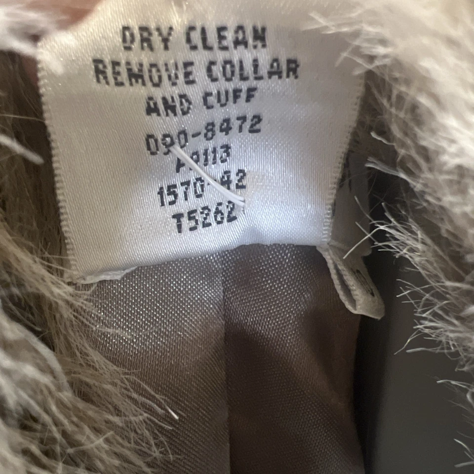 Abrigo largo beige vintage de mujer Together con cuello y puños de piel sintética desmontables Y2K Foto 4 de 4