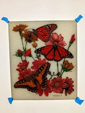 Authentic Vintage 90's Butterflies and Flowers Vibrant Heat Transfer Iron On NOS