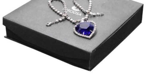 COLLANA Ciondolo Titanic Pretty HEART OF THE OCEAN CRISTALLO GRANDE BLU - Foto 2 di 3