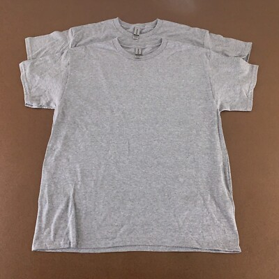 #ad Gildan Dry Blend Men#x27;s Large Heather Gray Short Sleeve Crew Neck Tee 2 Pack New $15.87