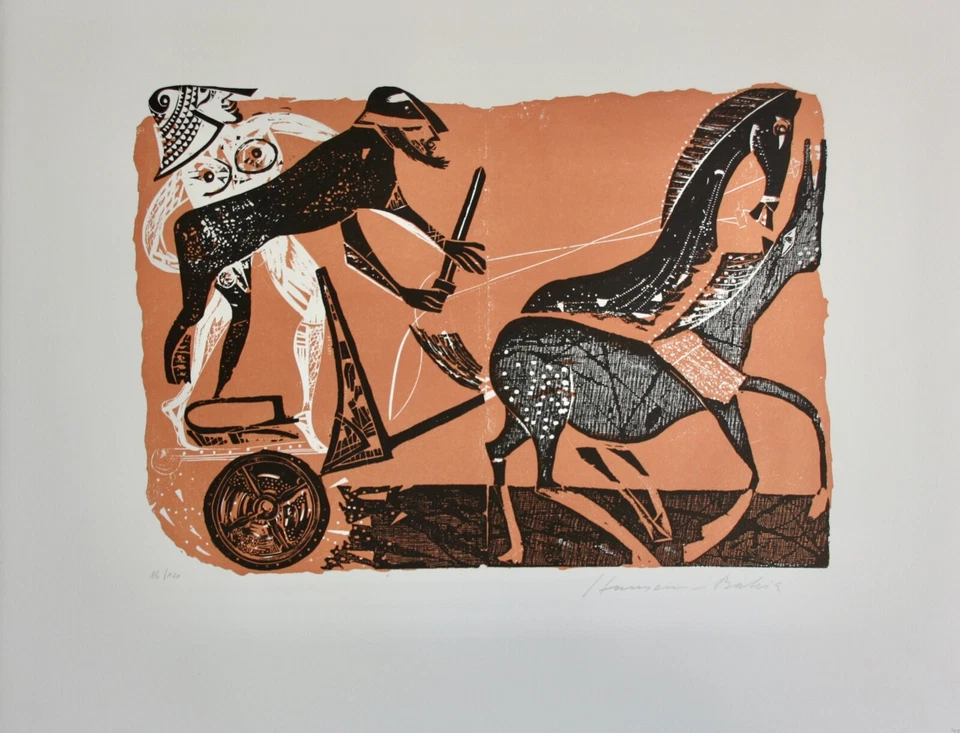 Karl-Heinz Hansen Bahia (1915-1978) signierter Farbholzschnitt "Pallas Athene" - Bild 2 von 4