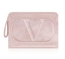 Valentino Beauty Nude Blush Velvet Laptop Pouch Wrist Bag Clutch