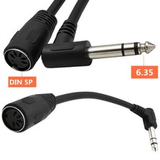 Angle 90 6.35mm Stereo Male Plug to 5 Pin MIDI Din Female Audio Adapter Cable
