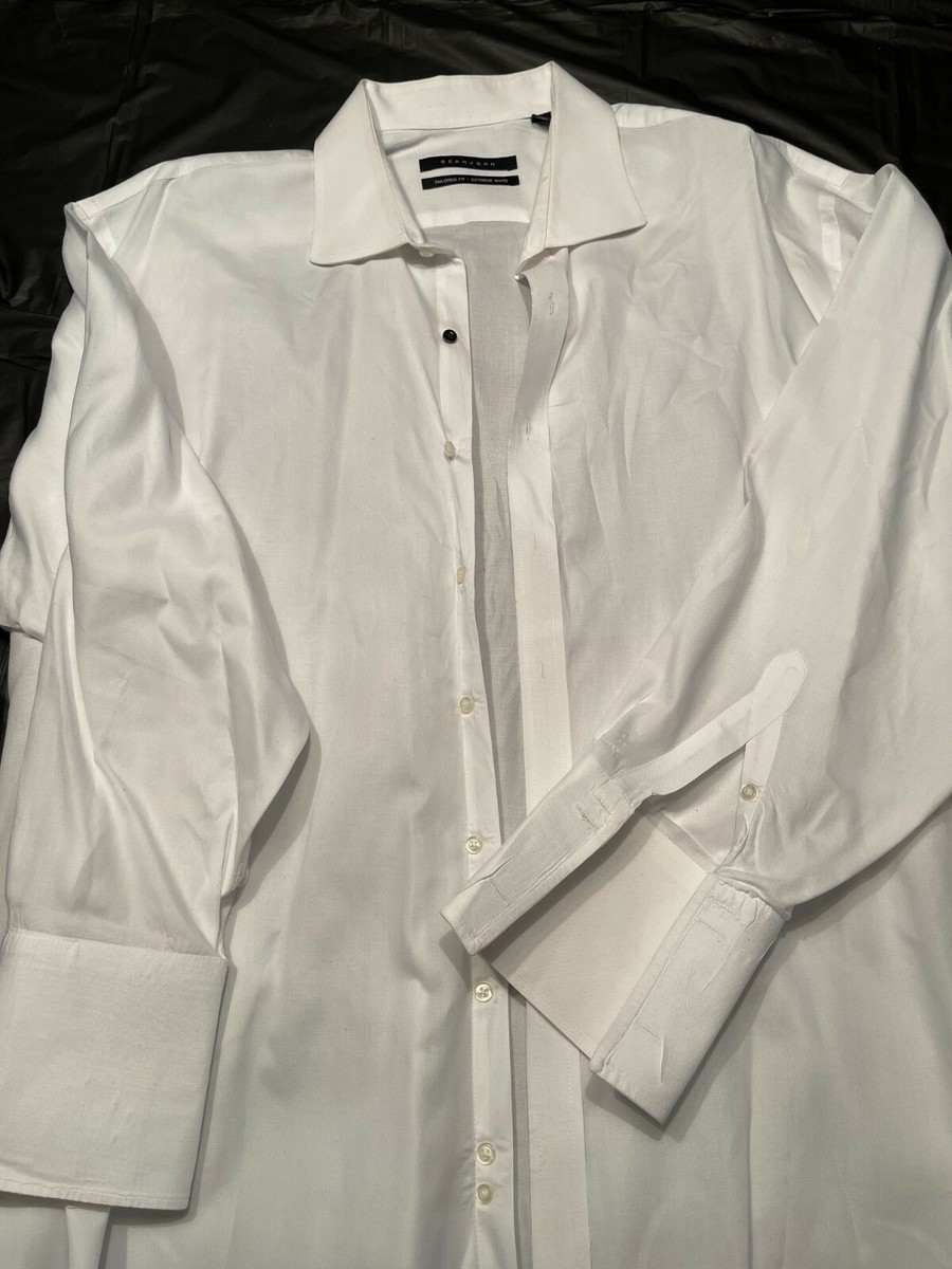 sean jean dress shirts MENS LONG SLEEVE WHITE BUTTON UP SEAN JEAN SHIRT SIZE BIG 19 34/35