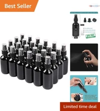 Black Glass Spray Bottles 2oz Refillable Mini Containers for Skincare Cleaning