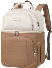 SINVICKO Dual Compartment Backpack Cooler, 12 x 6.6 x 17.3  Tan