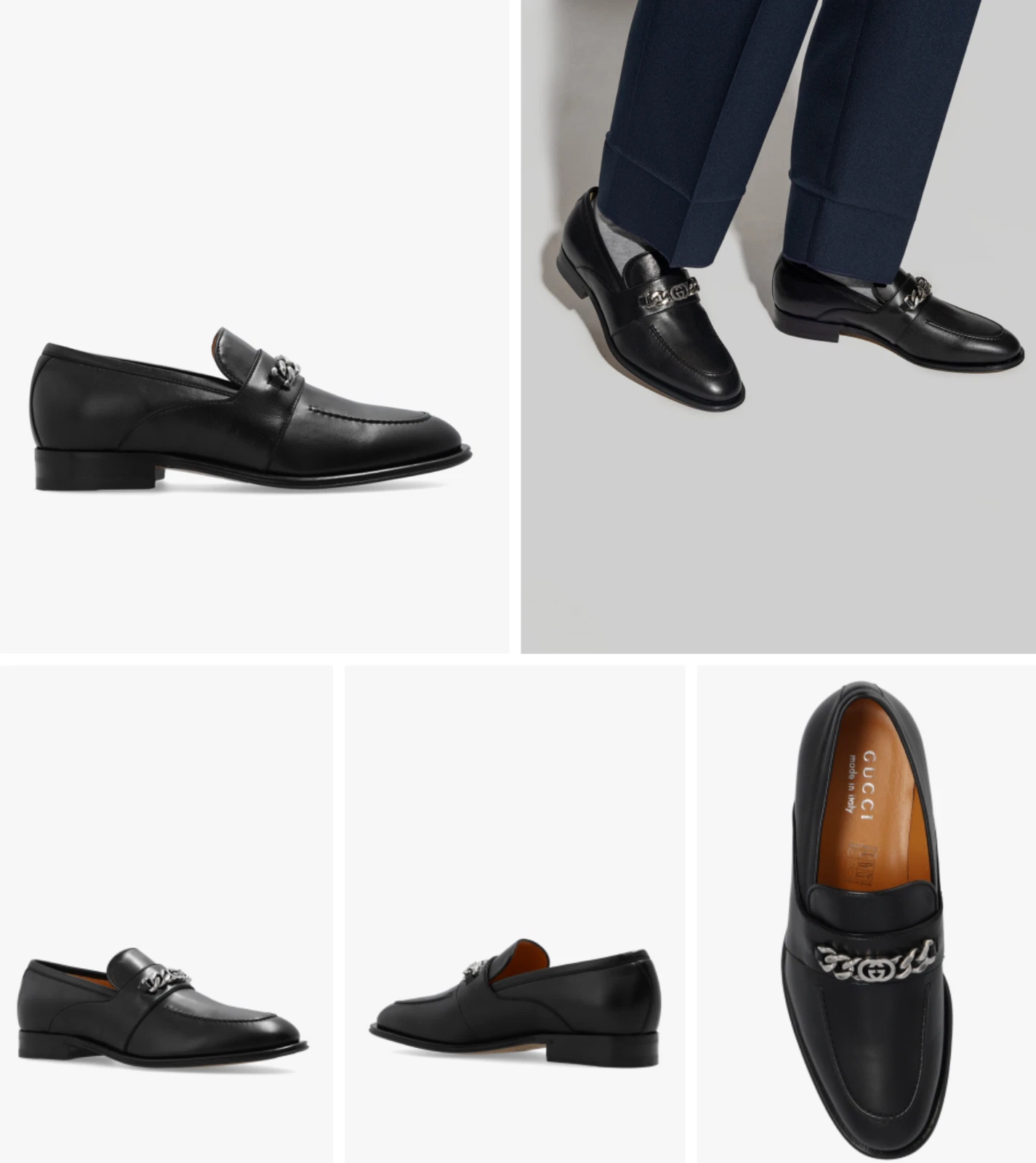 Gucci Chaîne Slip On Loafers Baskets Derby Chaussures Mocassin Mules 41,5