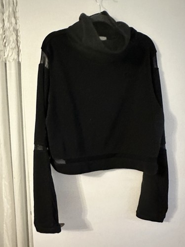ZYIA ACTIVE Women's Cropped Black Mesh Cowl Neck Sweatshirt Size XXXL - Picture 2 of 9