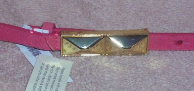 NEW $49 TALBOTS Salmon Pink Suede Leather Belt,Gold Buckle  display picture 3