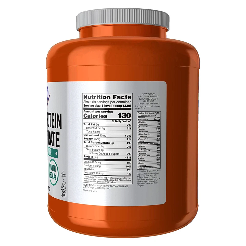 Concentrado de proteína de suero NOW sin sabor 24 G con BCAA - 5 libras, aminoácidos Foto 2 de 4