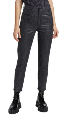 $255 NWT RAG & BONE Sz26 NINA HIGH-RISE COATED SNAKEFOIL ANKLE STRETCH JEANS