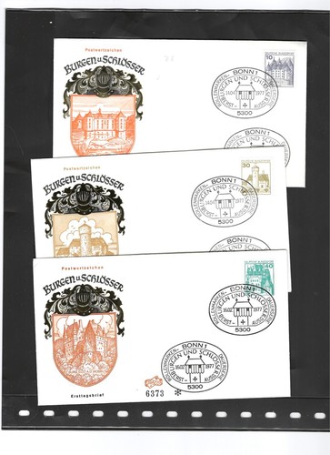 GERMANY-1977-CASTLE SET-CACHETS-FDCS-THE SET-LOT OF 8-F-VF-#102