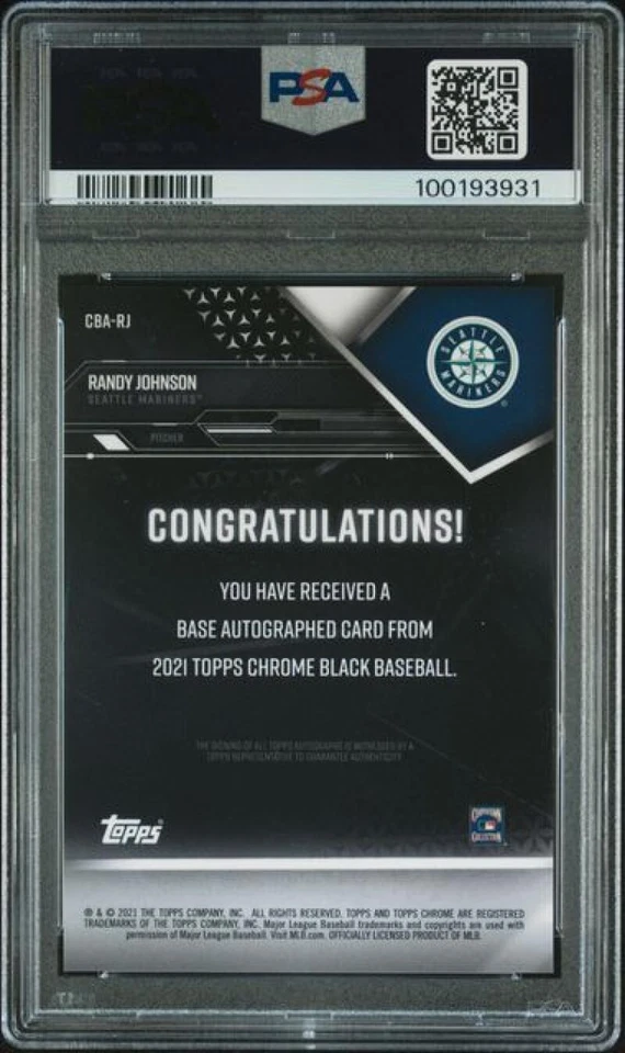 2021 Topps Chrome Black #CBA-RJ Randy Johnson PSA 10 GEM MINT Auto Mariners - Image 2 of 2