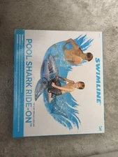 Swimline Swimming Pool Ride-On Shark Float Inflatable Toy Lounge w/Handles, 72"