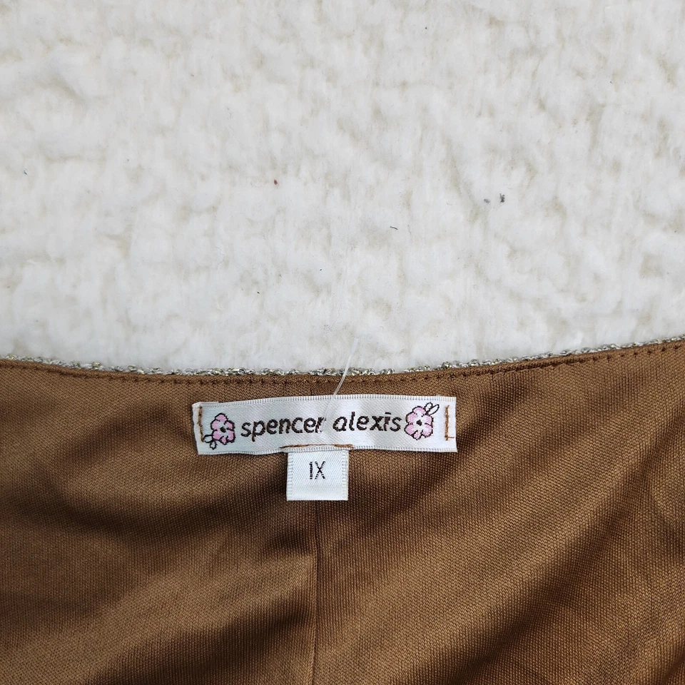 Camiseta sin mangas Spencer Alexis 1XL bronce encaje crochet superposición floral dorado brillante Foto 4 de 4