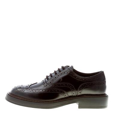 TOD'S men shoes Black fine semi-shiny brushed leather oxford wingtip  brogues