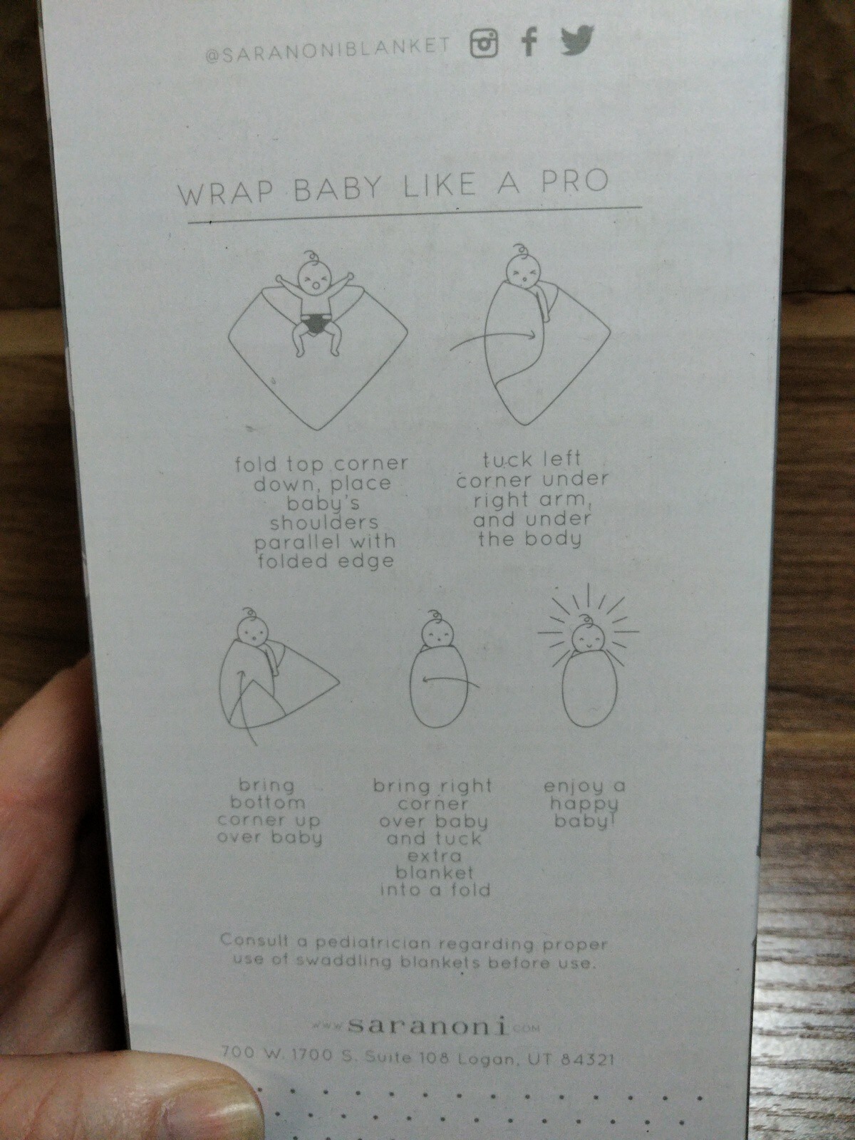 Saranoni Snugoni Swaddle Mesa Verde 47"x47"in, 119X 119cm eNotary