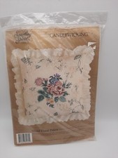 Something Special Candlewicking Kit Floral Pillow Candamar Designs NEW 14" x 14"