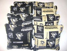PITTSBURGH PENGUINS CORNHOLE BEAN BAGS SET OF 8 TOP QUALTIY NHL REGULATION BAGS