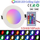 10W RGB LED Recessed Ceiling Lights Panel Downlight 16 Colors Changing Spotlight