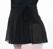 New WEISSMAN Mesh Faux Wrap Skirt S12072 BLACK Power Mesh High-Low LA L ADULT