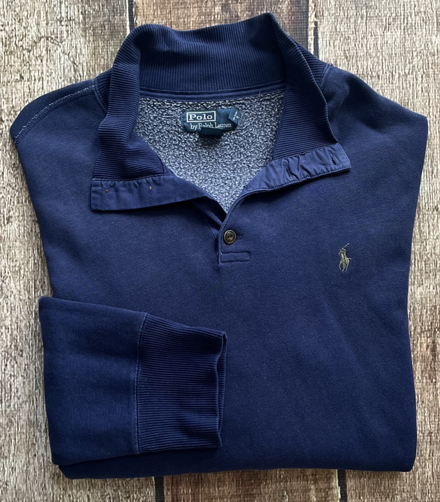 VINTAGE POLO RALPH LAUREN PULLOVER HENLEY SWEATER NAVY BLUE MENS XXL EXCELLENT